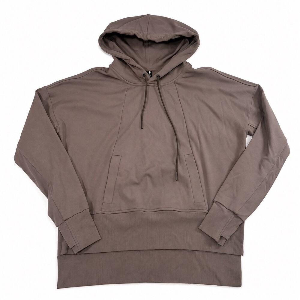 Athleta Mission Hoodie Size S Shale Gray Pullover Stretch Sweatshirt Athleisure
